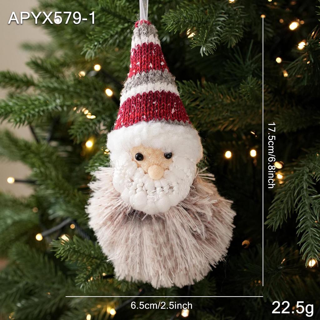 Snowman and Santa Plush Christmas Tree Ornaments