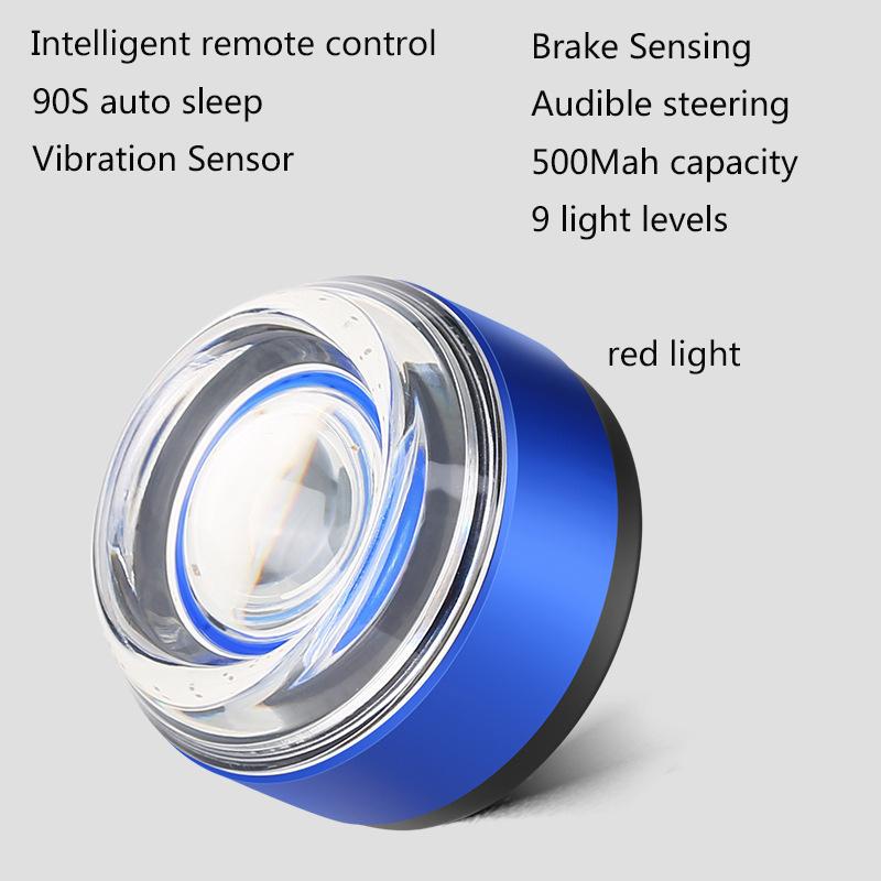 Fashion New Bicycle Turn Tail Light Colourful Lights Intelligent Vibration Sensor Brake Light Waterproof Cycling Gear for Bike 9-Speed Adjustment