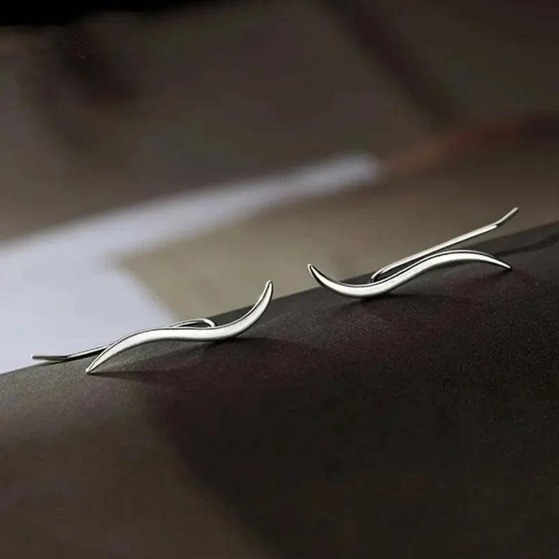 Newly Wave Designed Earrings  Sterling Silver Trendy Daily Wearable Ear Accessories Female Minimalist Charms Jewelry