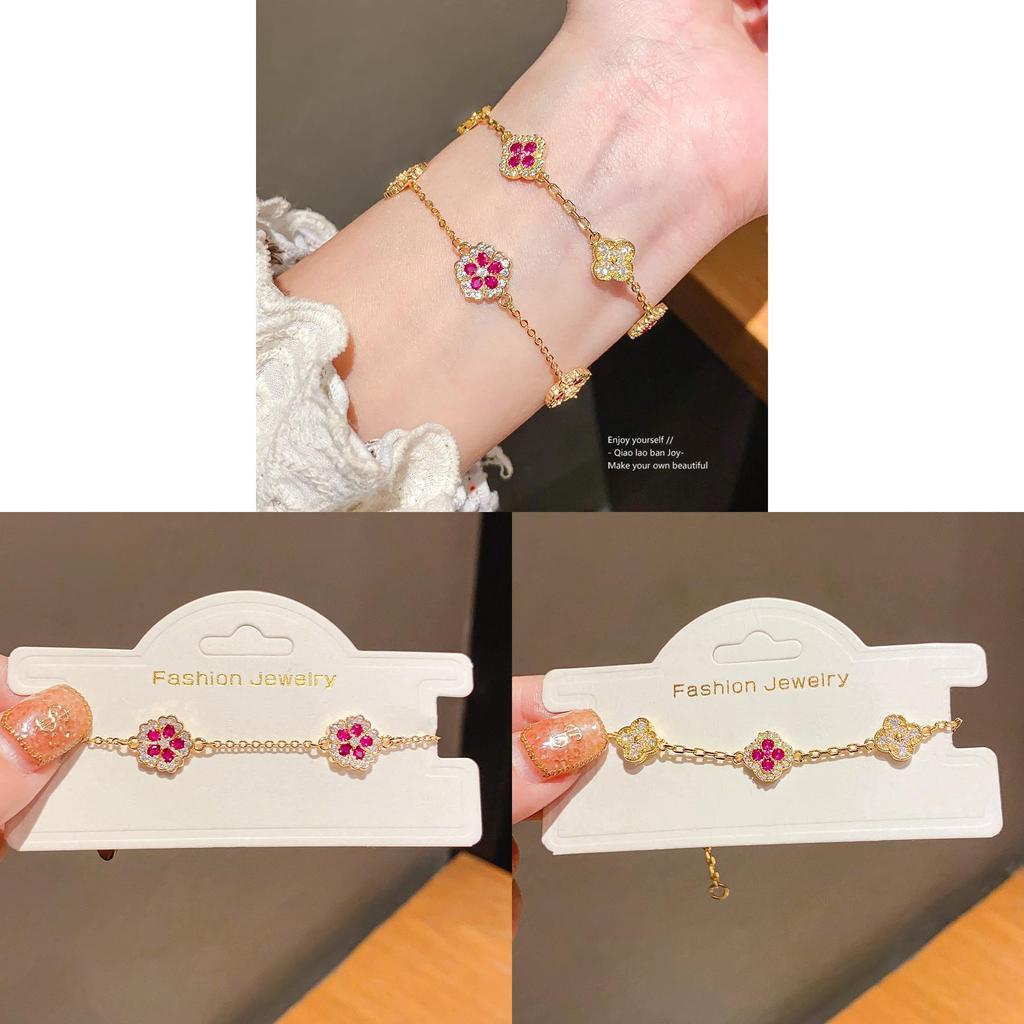 Gold Plated Zircon Flower Bracelet For Women Gift And Fashion Accessory