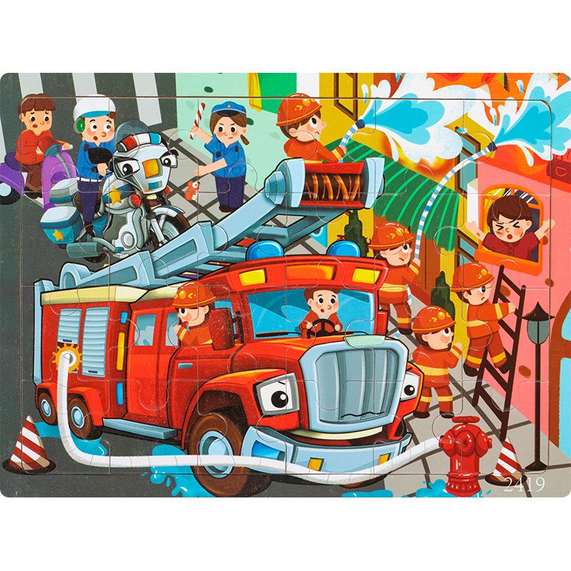 Holzpuzzle mit 24 Teilen, Kinder Tier Dinosaurier Cartoon Flugzeug Puzzle, Baby Früherziehung pädagogisches Baustein Spielzeug