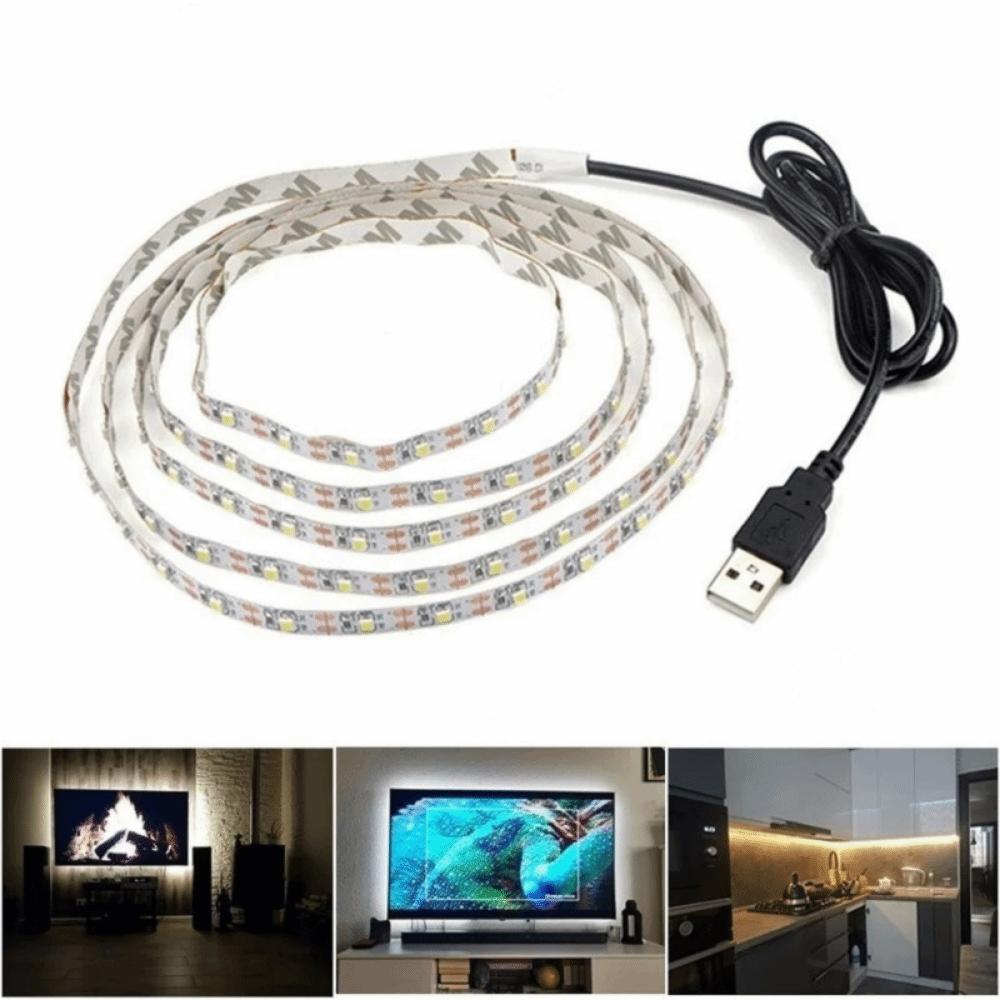 New 5V LED Light Strips RGB Flexible Lighting Decor Strip with USB Cable Plug White Warm Atmosphere Light Strip Home Decor Lamp