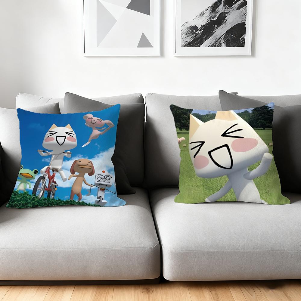 Cushion Cover Silky Short Plush Home Sofa Cushion Cover - Invisible Zipper Home Decoration Hot Movie Toro Cute Cat
