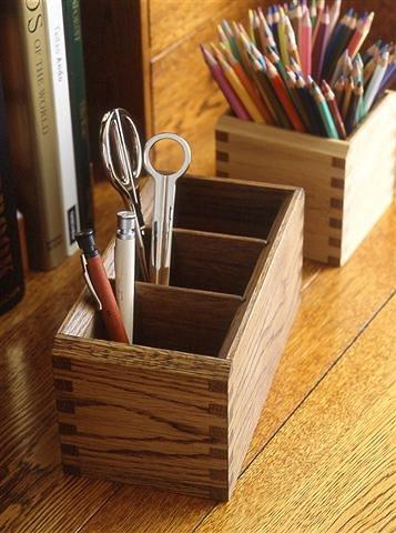 Oak Village Träpennhållare, Naturligt Trä, Tillverkad i Japan, för Små Föremål, Kontorsmaterial och Skrivbordsförvaring