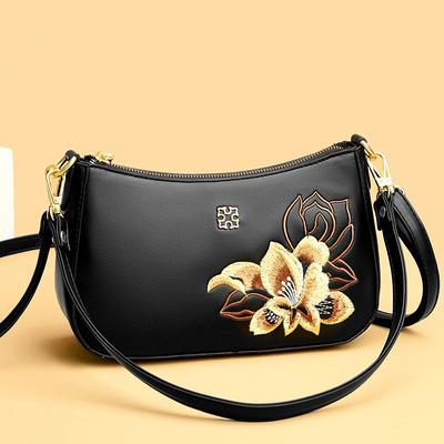 Bag Female Middle-Aged Mother Bag Fashion Ethnic Style Soft Leather Shoulder Messenger Bag Casual Handbag Female
