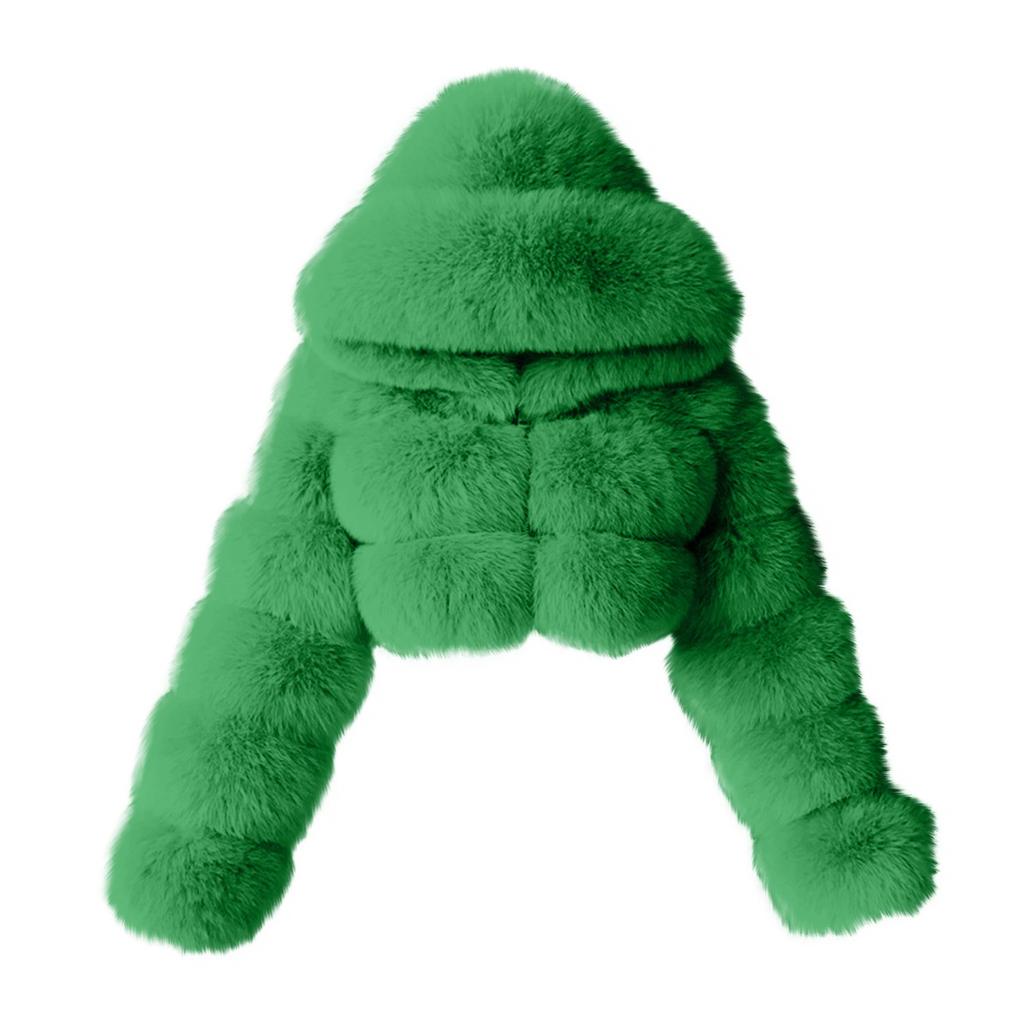 Women's Fashion Jacket Solid Color Long Sleeve Hooded Plush Coat