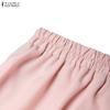 ZANZEA Completo estivo due pezzi da donna con blusa a maniche corte e gonna midi