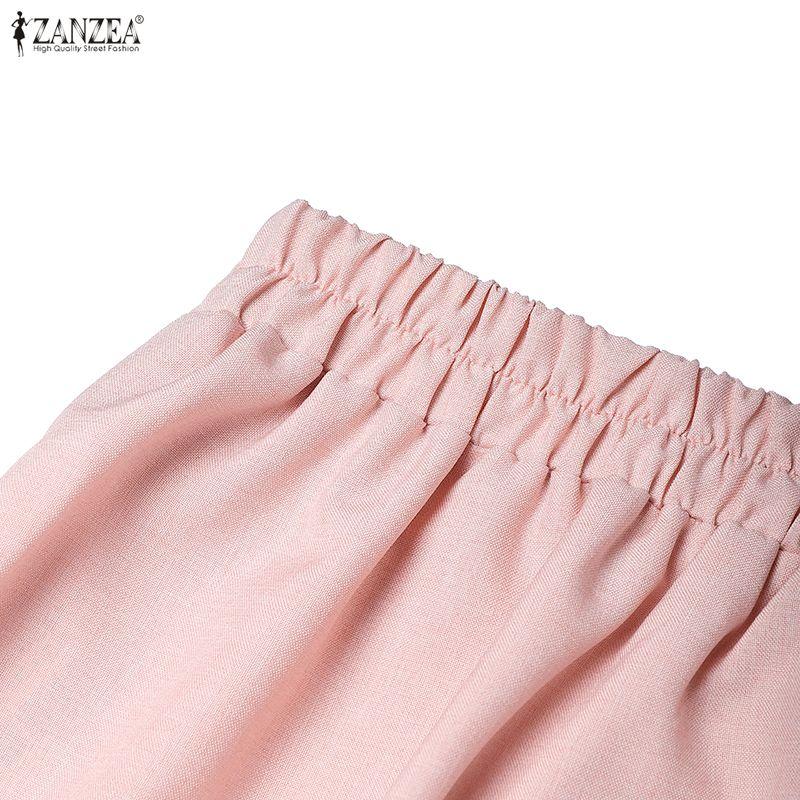ZANZEA Completo estivo due pezzi da donna con blusa a maniche corte e gonna midi