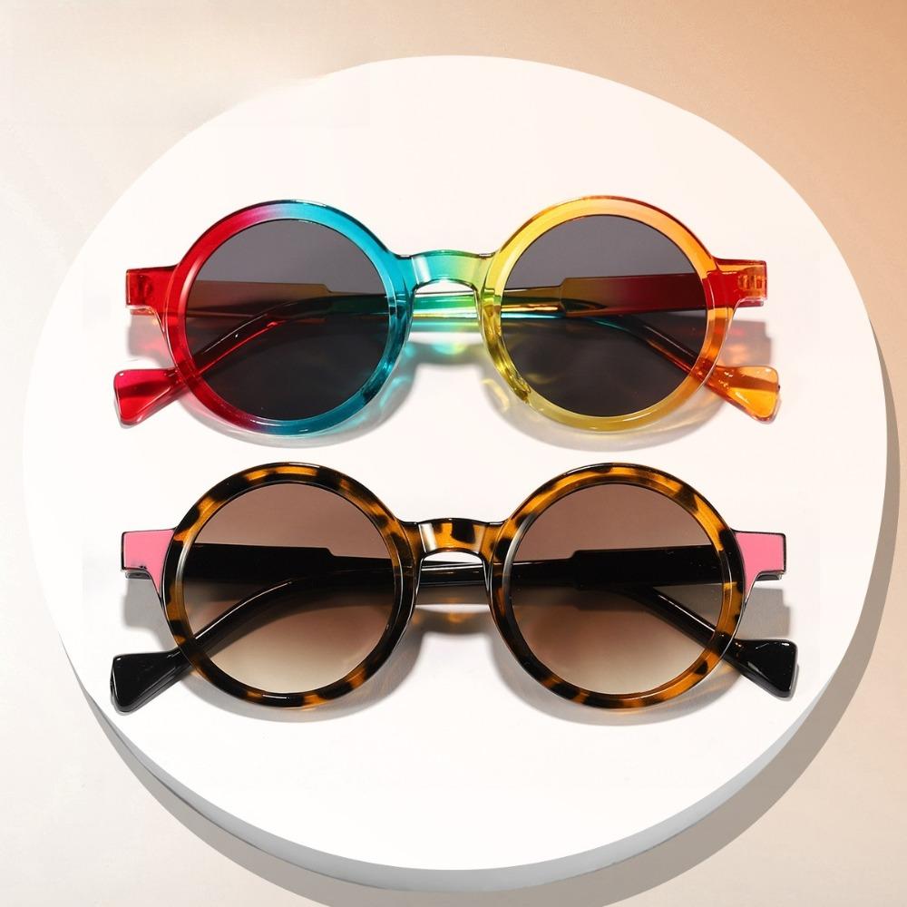 Vintage Round Punk Sunglasses Women Fashion Double Color Gradient Shades UV400 Men Trendy Sun Glasses Lunettes De Soleil Homme