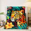Cozy Cartoon Leopard Print Flannel Throw Blanket  Lightweight Soft  Warm for Couch Bed Travel Camping  Available in Sizes