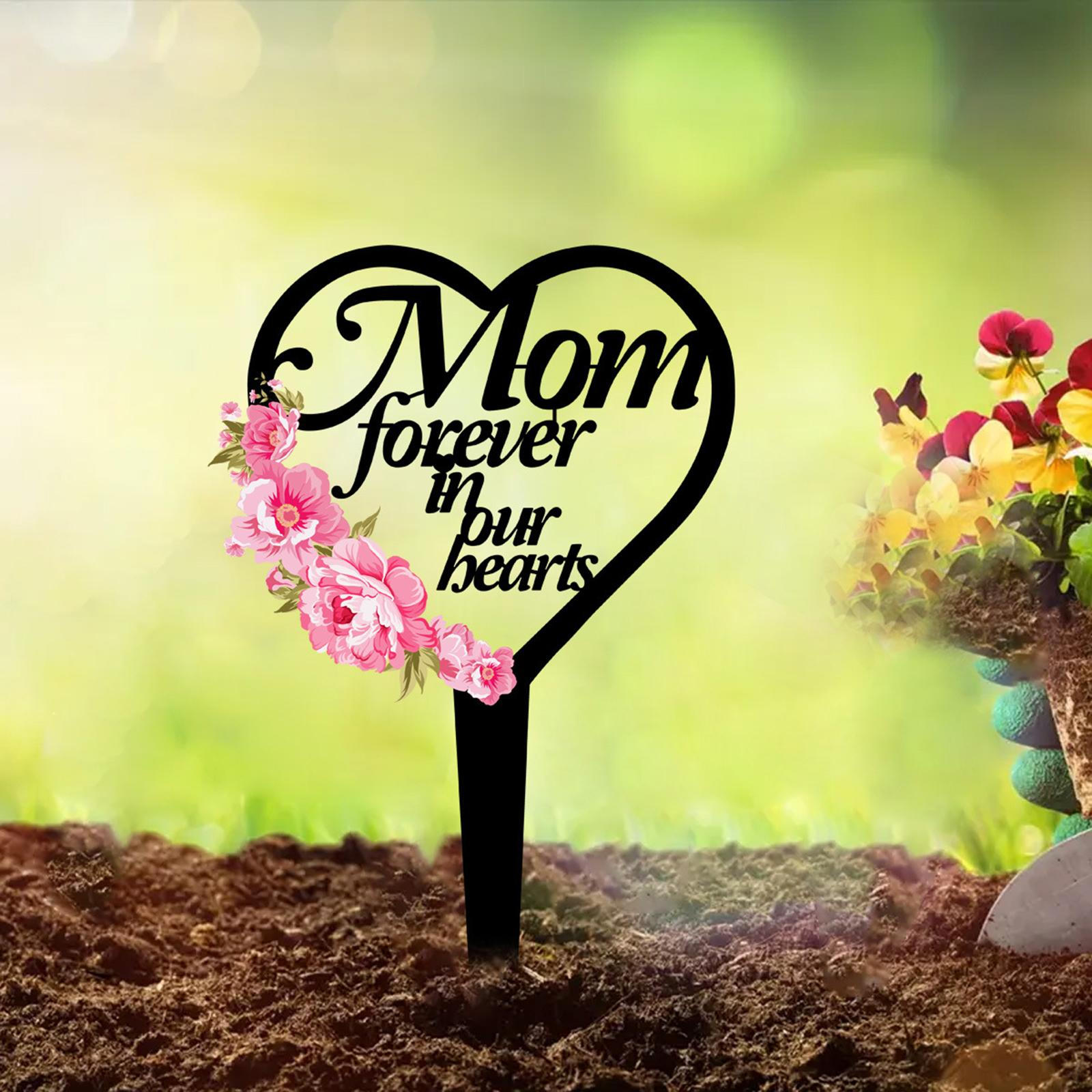 Кладбищенский знак-маркер на могилу, Сердце Мемориальная памятная табличка Колышек Наружные украшения Сквозной With Flower