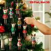 16Pcs 2D Colorful Christmas Reindeer Wooden Pendant Ornament Cartoon Christmas Tree Hanging Decoration For Home New Year Gift