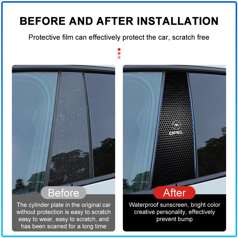 2Pc Car Center Pillar Badge Anti-scratch Protector Films Stickers For Opel crosa d astra h insignia astra j zafira b mokkaastra vivaro astra g