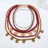 European and American Hand Woven Exaggerated Multi-layer Bead Necklace, Ocean Natural Wind Thread Pendant