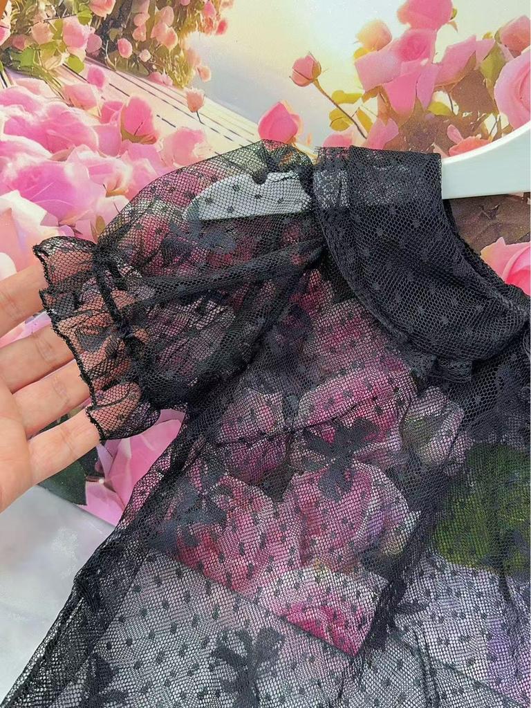 Sous-chemise ajourée Lolita pour filles - Nouveau Haut super doux fin de couleur unie