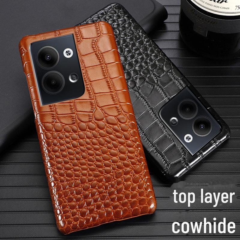 OPPO Reno9 9PRO Genuine Leather Crocodile Pattern Half-Cover Protective Case