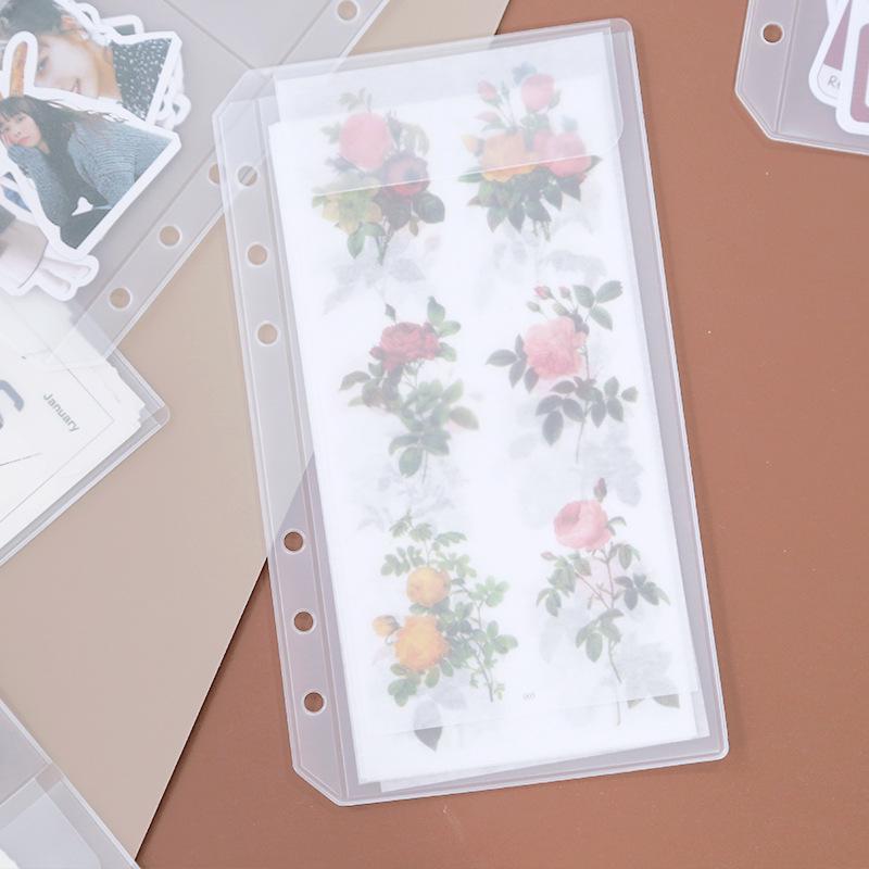 A5/A6 Loose-Leaf Storage Album: Frosted Transparent Bag with Stickers & 6-Hole Options