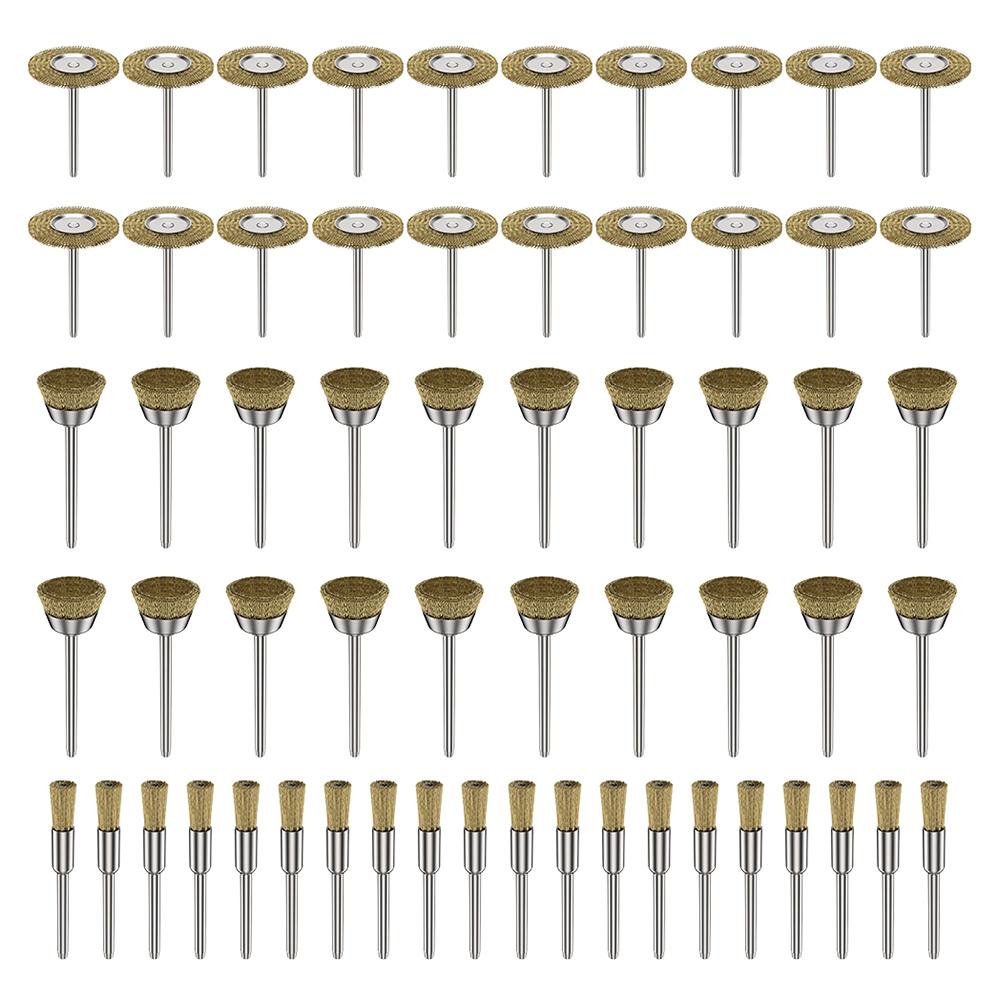 60Pcs Wire Brush Stainless Steel Crimped Wire Wheel Multiple Size Wire Drill Brush Cleaning Deburring Tool Hand Drill Accessorie