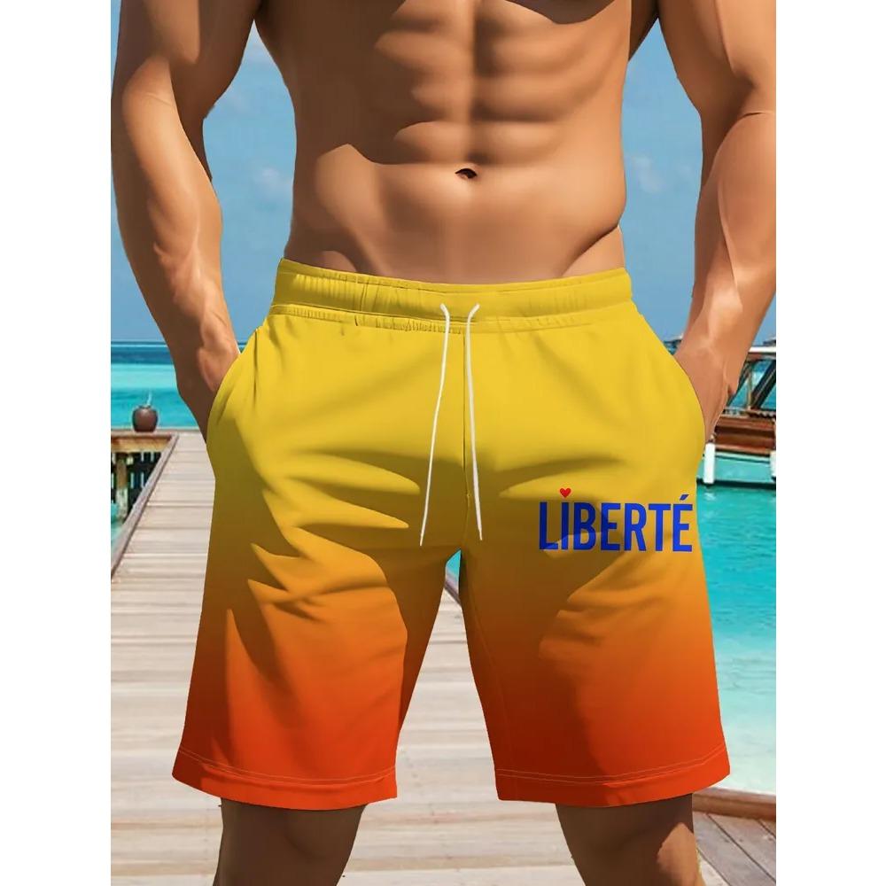 Summer Beach Shorts Men Colorful Creative Striped 3D Printed Board Shorts Casual Holiday Short Pants Loose Surf Swim Shorts