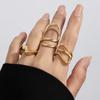 European and American Design Sense Liquid Lava Open Ring Set Women's Irregular Smooth Hollow Ring Rings