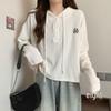 Plus Size Women's Hooded Button Long Sleeve T-shirt - 2025 Korean Style Slimming Top for Spring/Autumn