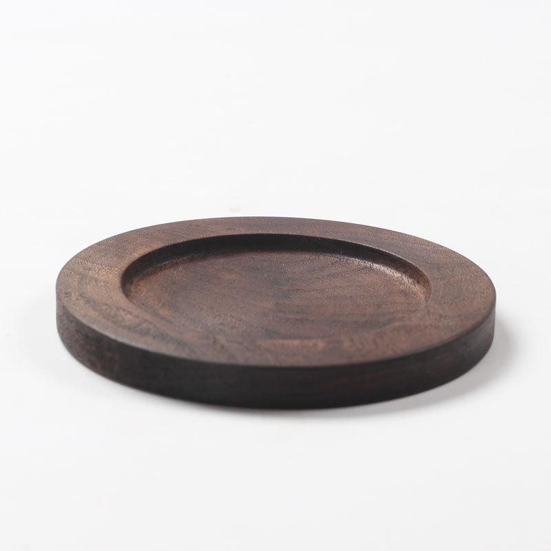 North American Walnut Cup Holder, Coffee Cup Saucer, Rectangular Round Solid Wood Coaster, Engraved Text