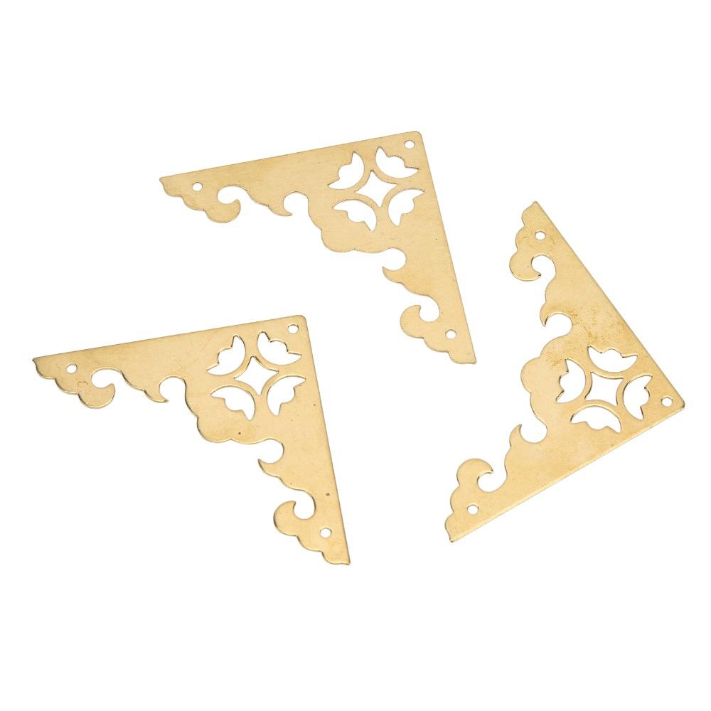 10pcs Hollow Antique Decorative Box Corner Retro 5.5cm Corner Protector Brass Metal Corner Protector Furniture Hardware