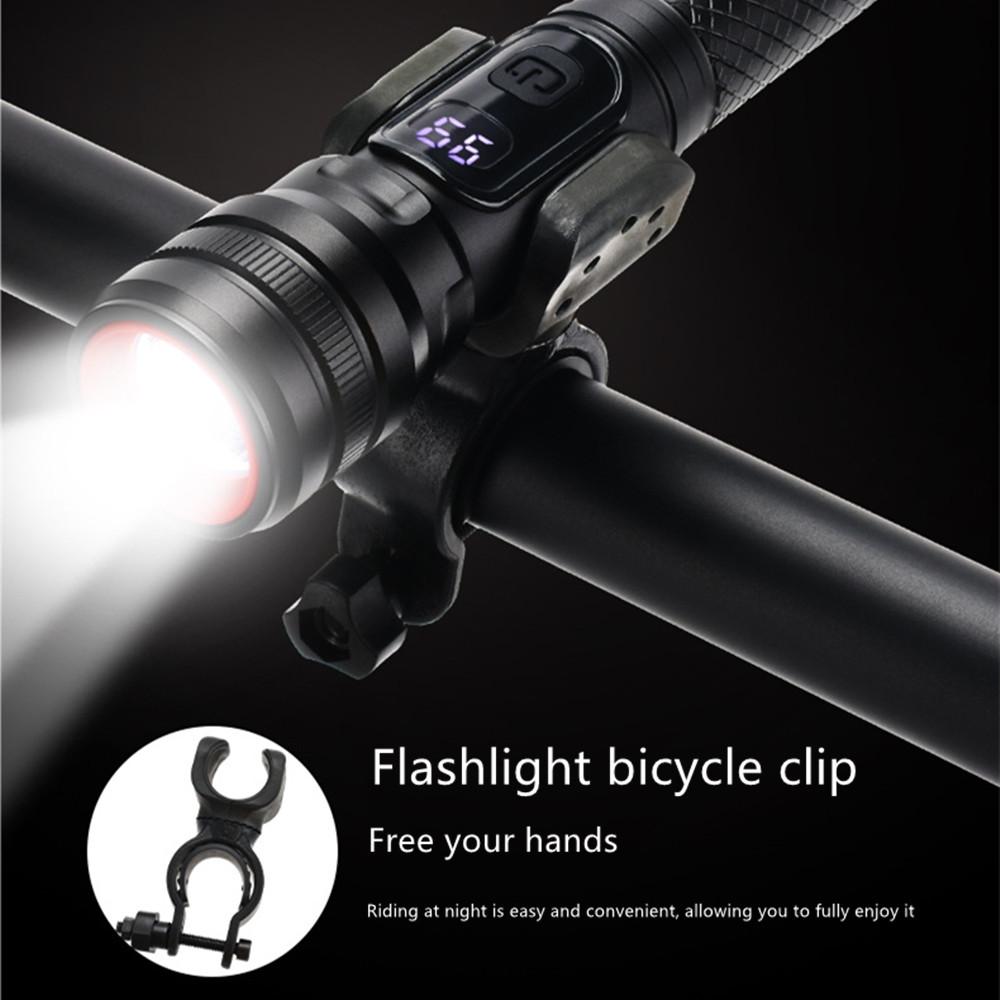 High Power Spotlight Long Range LED Flashlight Built-in 18650 Battery Aluminum Alloy With Tail Magnet For Cycling Camping