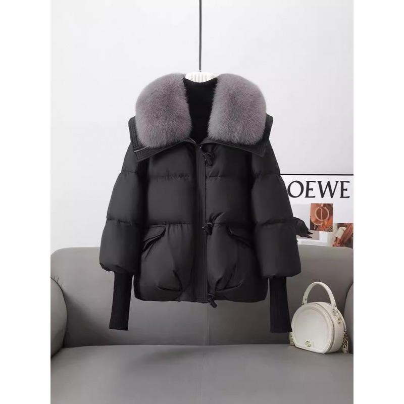 Winter new down cotton-padded clothes women's short loose cotton-padded clothes women's large fur collar thickened cotton-padded jacket