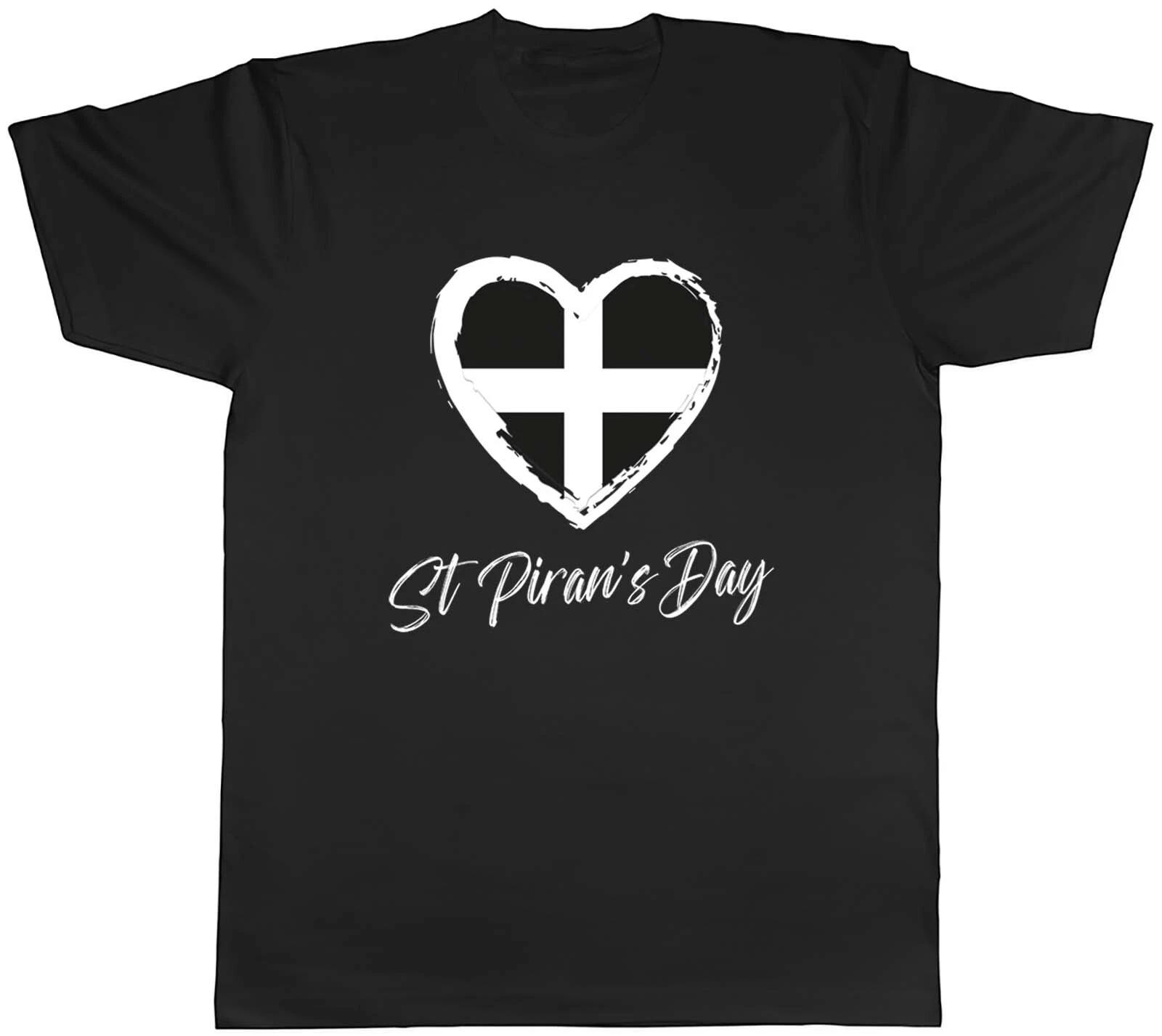 St Piran s Day Mens T-Shirt Heart Cornwall Cornish Unisex Tee Gift XS