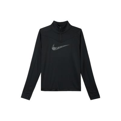 Logo Print Half-Zip Casual Long Sleeve T-Shirt Women T-Shirts Black FB4688-010