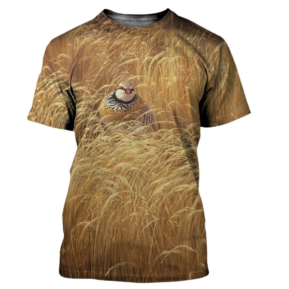 Camouflage Hunting Animals Quail 3D Print Summer Men's O-Neck T-shirt Casual Short Sleeve T Shirt