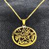 Tetragrammaton Pentagram Stainless Steel Necklace for Women Men Gold Color God Jehovah Hebrew Je Amulet Chain Jewelry N448