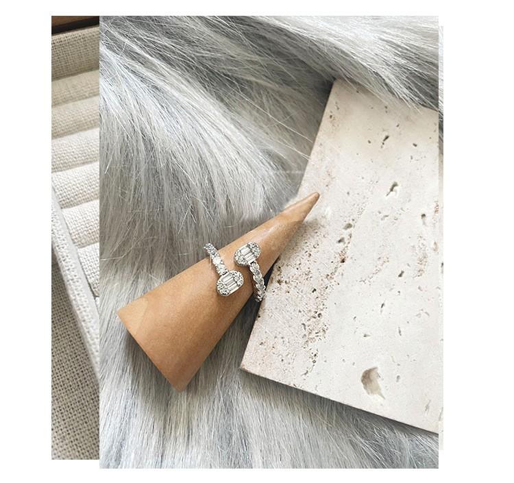 European and American simple zircon geometric opening ring niche light luxury index finger ring daily commuting versatile jewelry