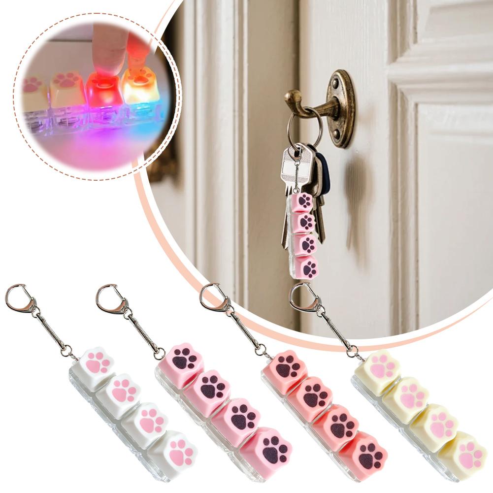 Schattige Siliconen Kattenpoot Fidget Toetsenbord Sleutelhanger 4 Toetsen Mechanische Schakelaar Tester Speelgoed Stressverlichter Tas Hanger voor Kattenliefhebber