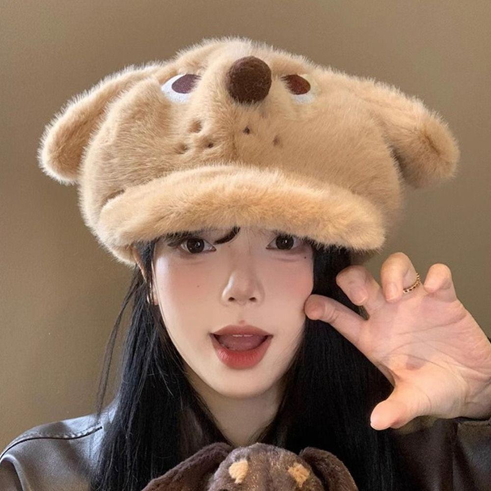 Warm Winter Berets Hat Plush Plain Cap Fashion French Artist Hat  Lady