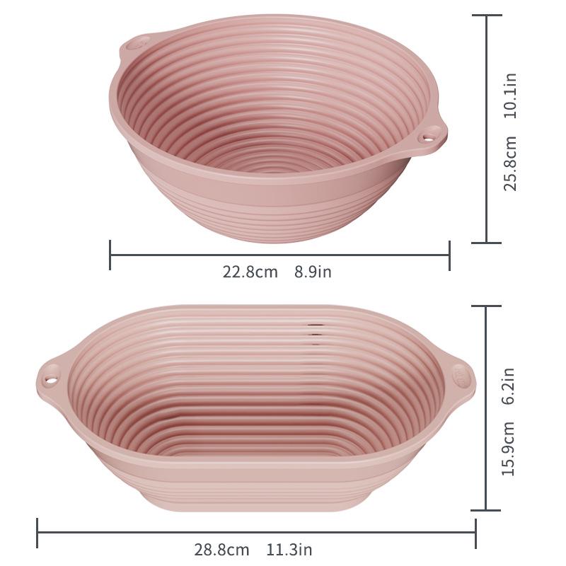 Foldable Silicone Bread Fermentation Basket with Steel Wire for High-Temp Oven Baking