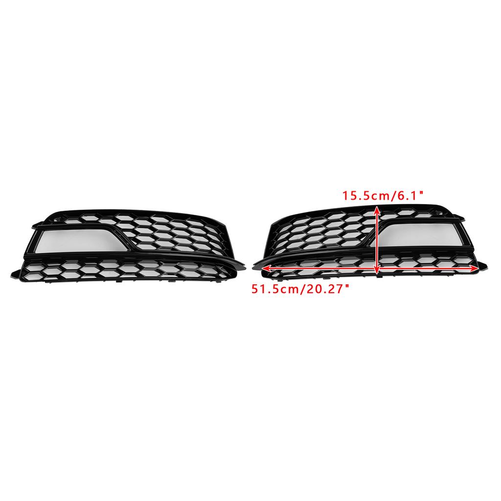 2PCS Front Fog Lamp Black Grille Grill 8T0807681K 8T0807682K Fit A5 S-Line S5 2013-2016