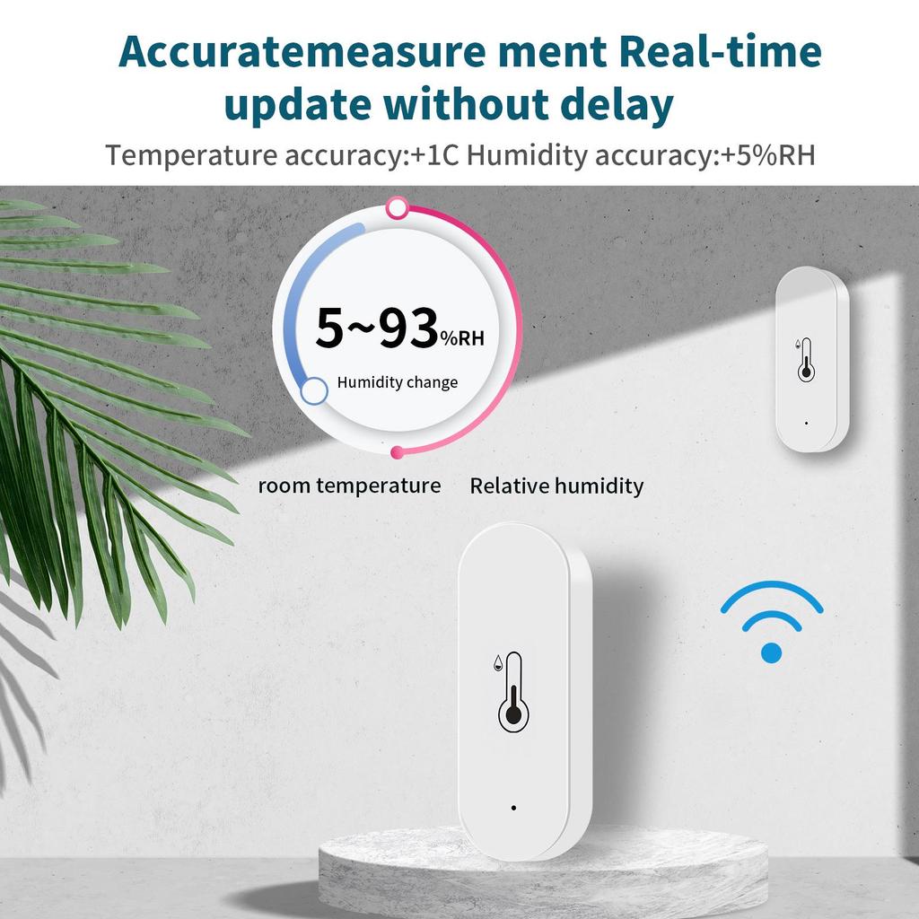 Smart WiFi Bluetooth Temperature & Humidity Sensor – Indoor Wireless, App-Controlled