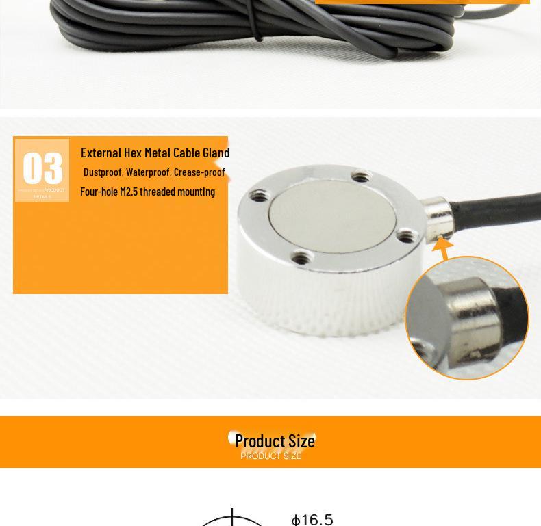 Shunqiang Miniature Compression Pressure Sensor, High-Precision 50kg Ring-Shaped Weighing & Clamping Force Test.