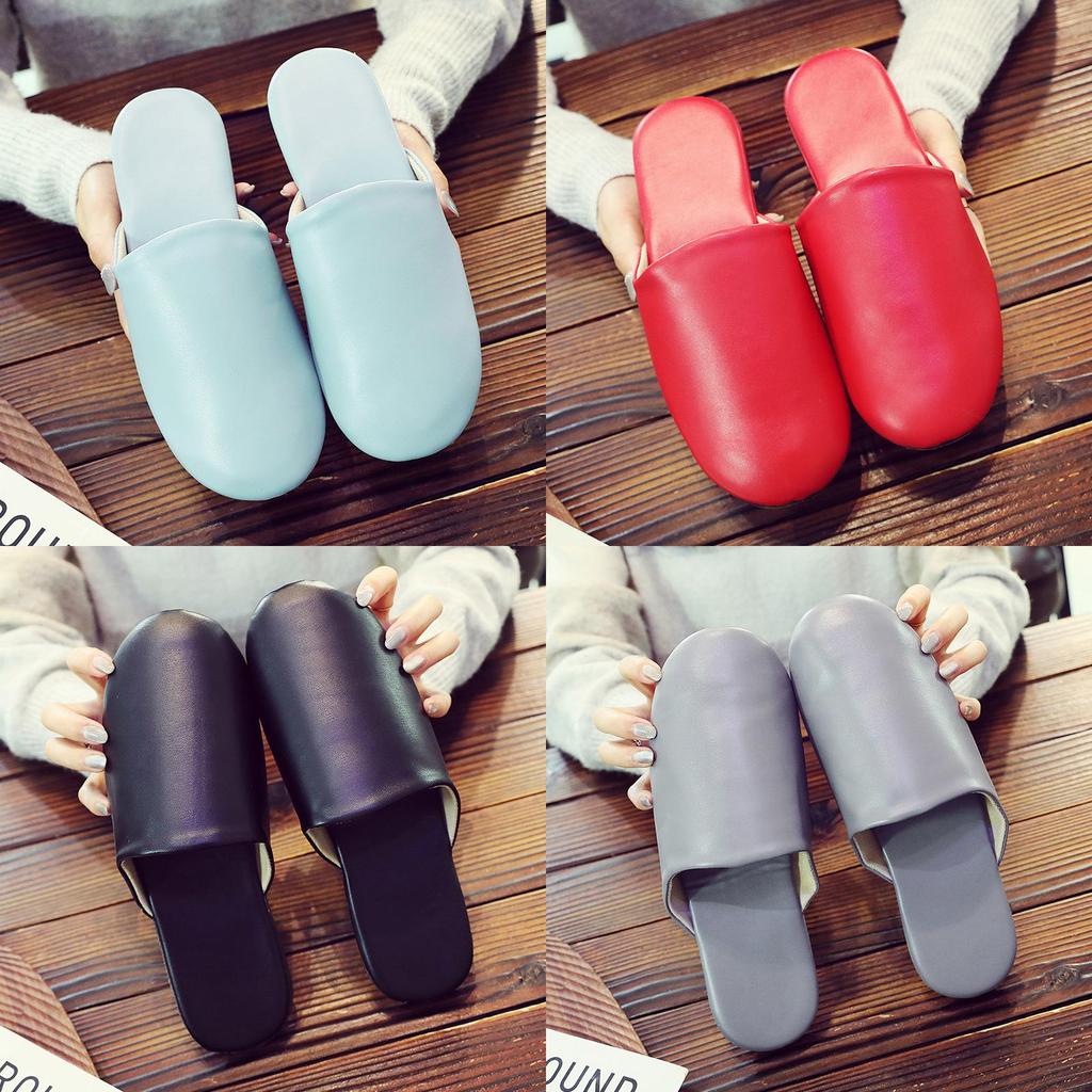Home Indoor Slippers With Pu Material Anti Slip Waterproof For Couples