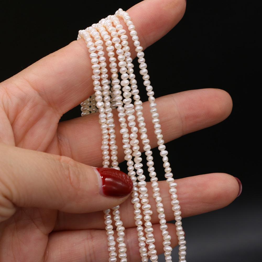 1String, White Natural Potato Shape Pearls Beads, 2-2.5mm, for DIY Necklaces Bracelets Accessories, Jewelry Making, Birthday, Wedding, Party Gift 36cm