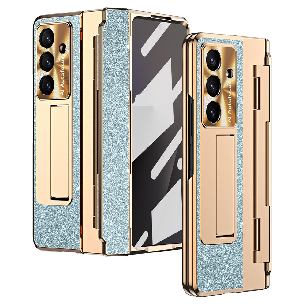 For Samsung Galaxy Z Fold7 5G Case with Kickstand Hinge Protection Rhinestone Glitter PC Phone Cover