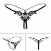 Hollow Open Crotch Lace Pearl Panties Low Waist Thin Belt Thong  Valentine's Day Gift