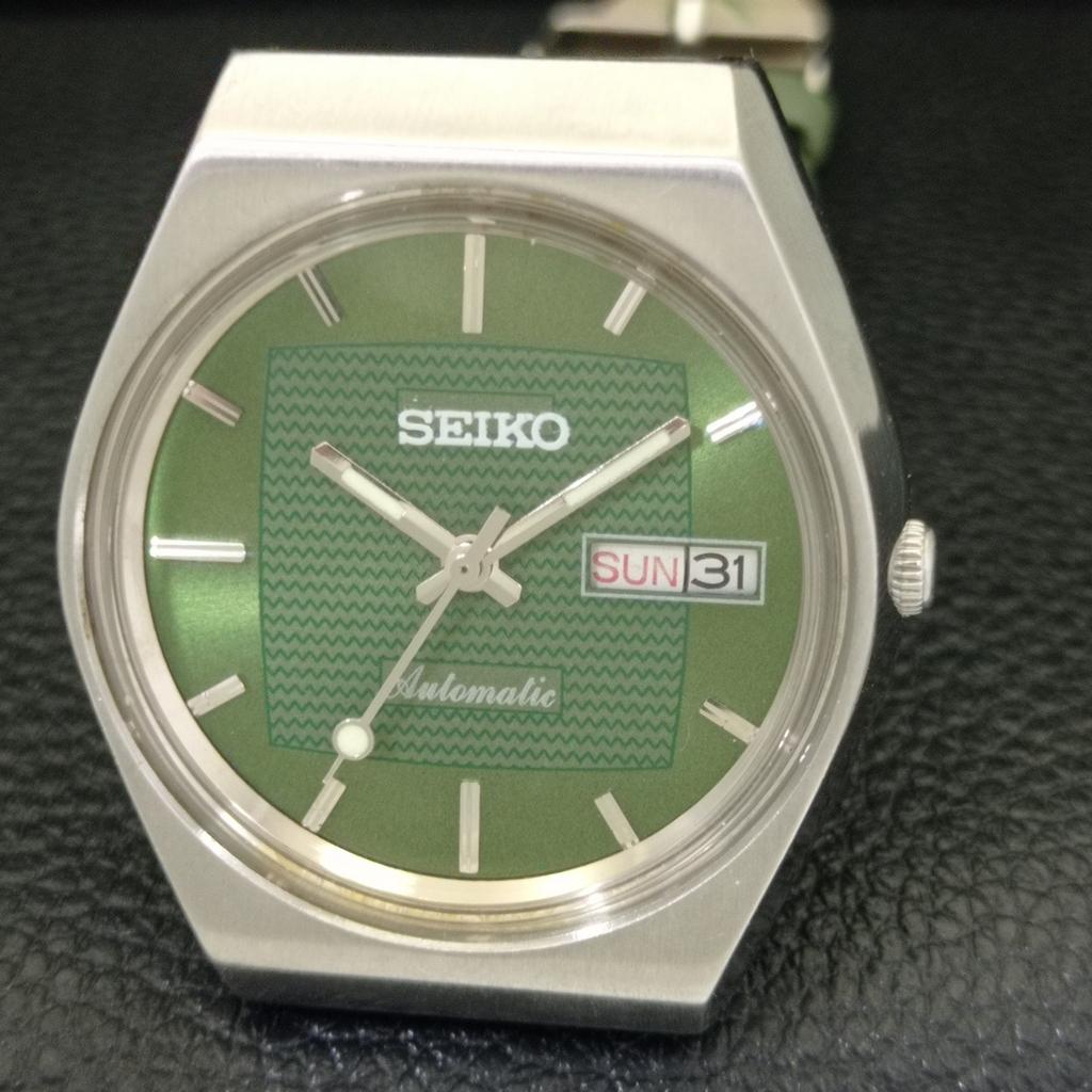 Seiko AUTOMATIC 6309A VINTAGE JAPAN MENS GREEN COLOR DIAL WATCH A701429-5 R206b-a701429