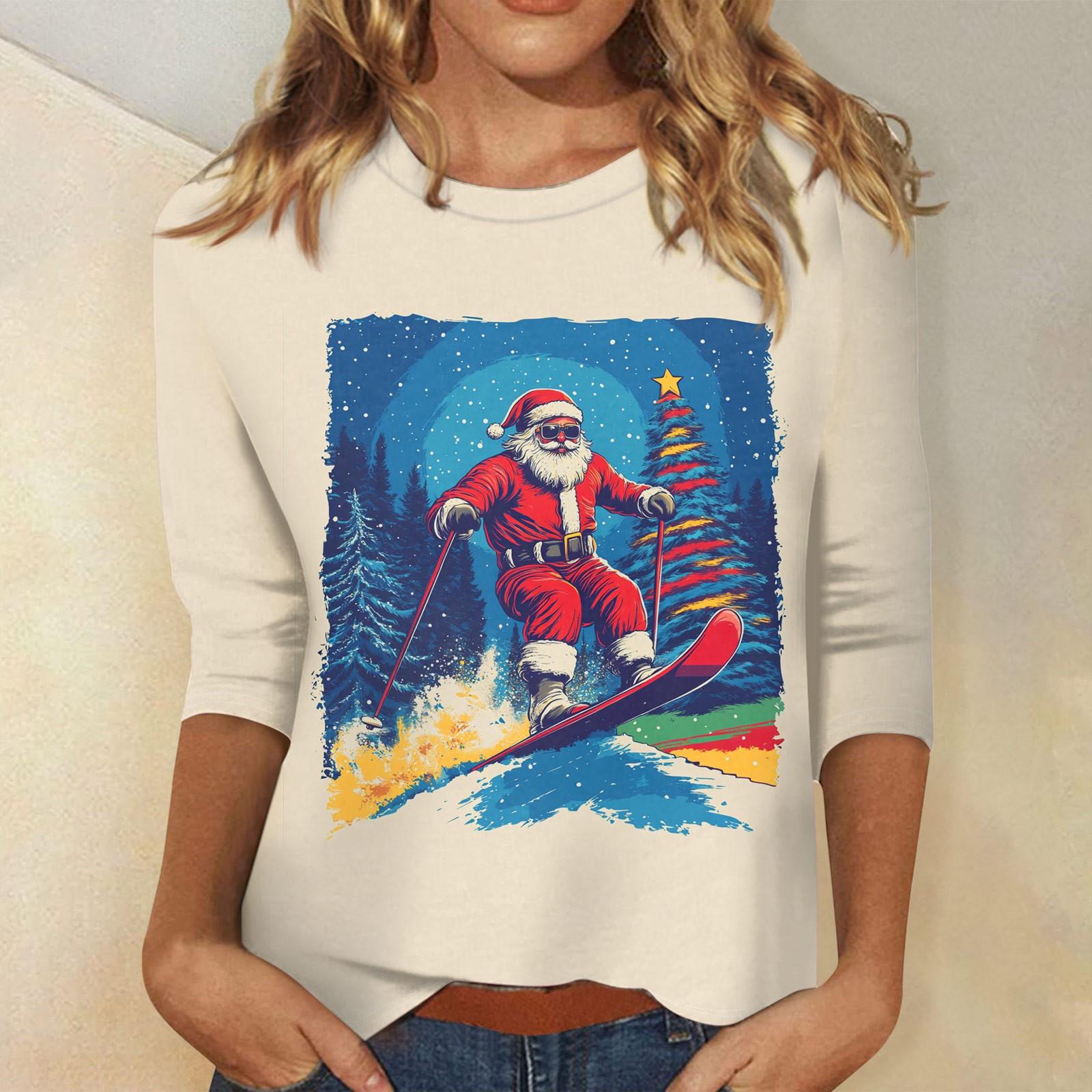 

Рубашки с рукавом 3/4 для женщин, футболки с принтом, блузки, повседневные, больших размеров, базовые топы, пуловеры XL