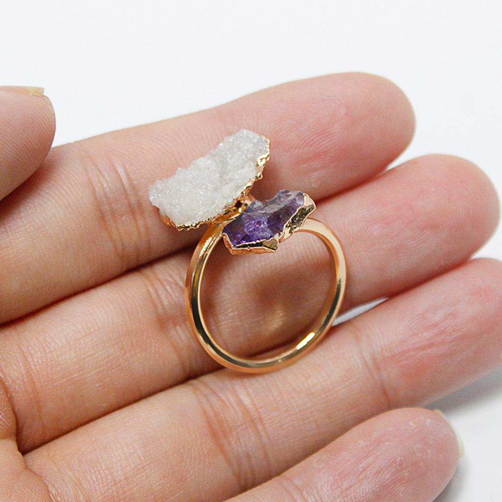 Verstellbare Kristallcluster Fingerringe Turmalinringe Handgefertigt Verstellbare Offene Ringe Accessoire für Frauen und Mädchen