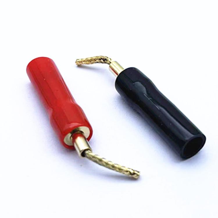 Gold-Plated Braided Copper Wire Speaker Plugs - Solderless Banana Plug Amplifier Clips