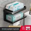 MDNG Black Wall-Mounted Bathroom Tissue Holder with Shelf