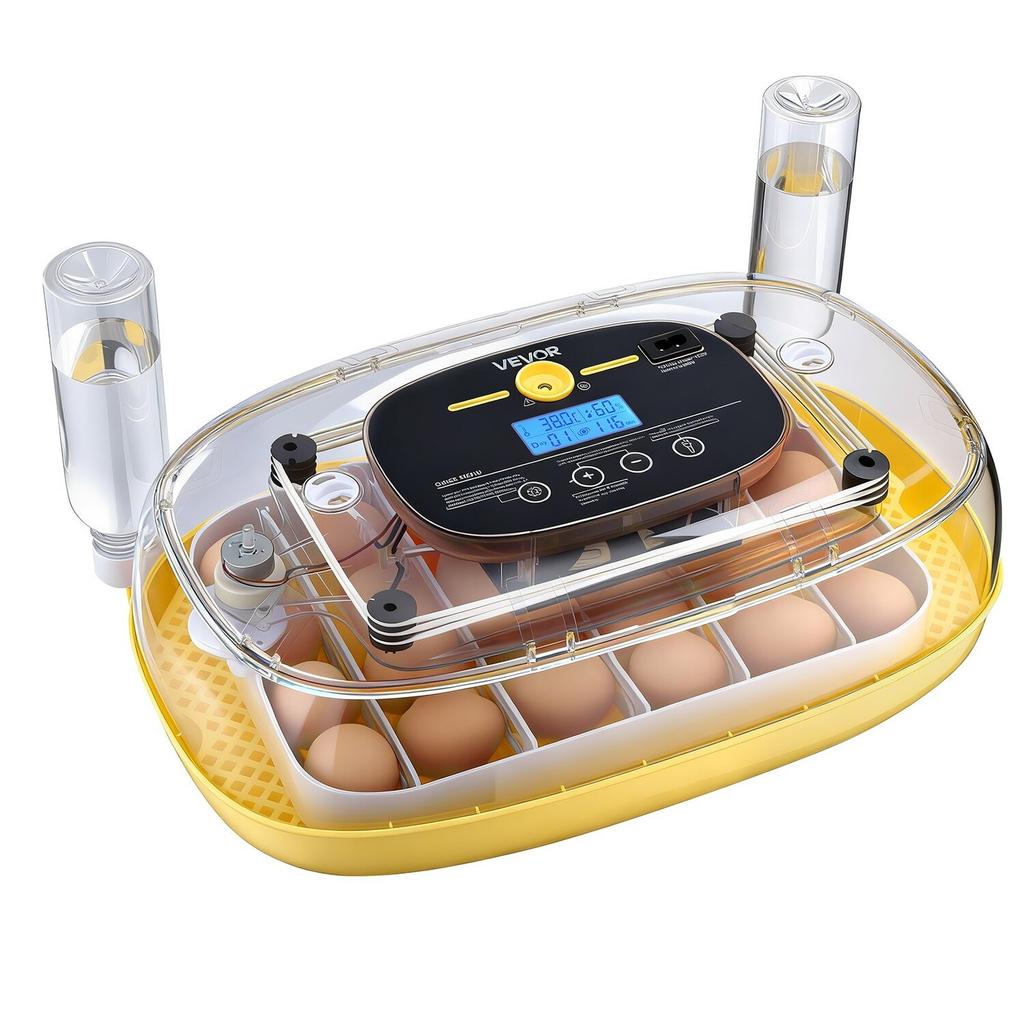 24 Egg Incubator, Automatic Egg Turner with LED Candler, Temperature & Humidity Control, 360° View Clear Window, Auto Water Refill, Poultry Eggs